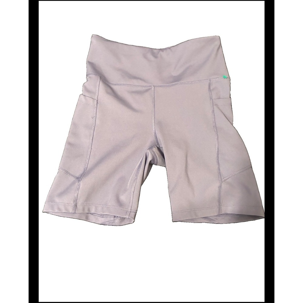 Marika Womens Lavender Purple High Waisted Bike Shorts with Pockets Size Small